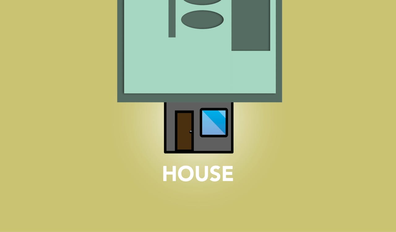 Mastering the First Impression: Your intriguing post title goes here Cutout paper appliques of building with door and window under paper money representing cost concept